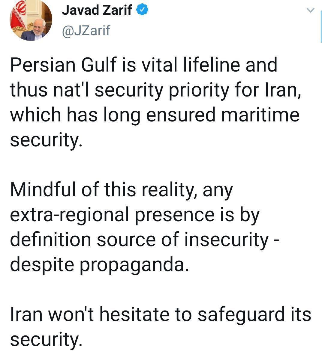 حضور فرامنطقهای در خلیج فارس منبع ناامنی است