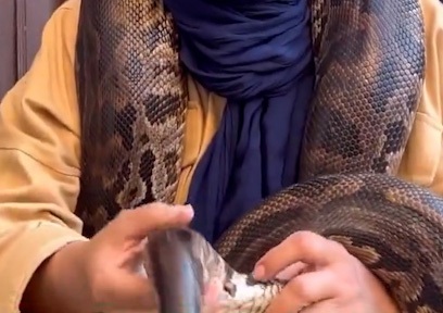 نمایش زیر بغل مار توسط این زن!