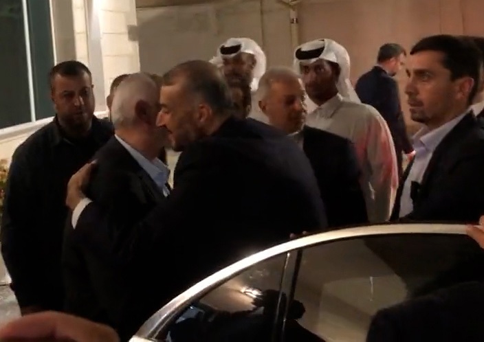 لحظات ملاقات شبانه وزیرخارجه ایران و رهبر حماس