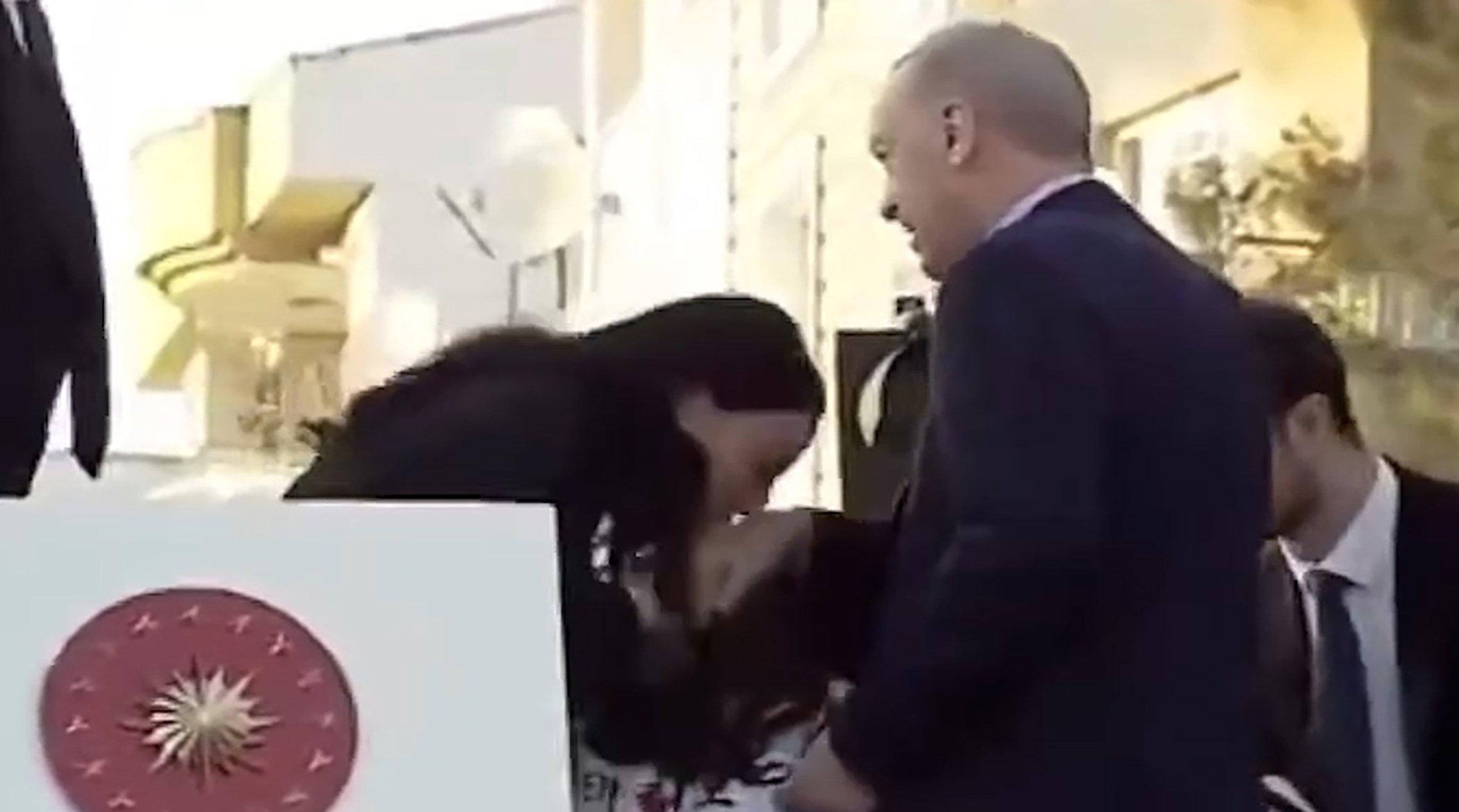 واکنش عجیب اردوغان به بوسیدن دستش توسط یک زن!