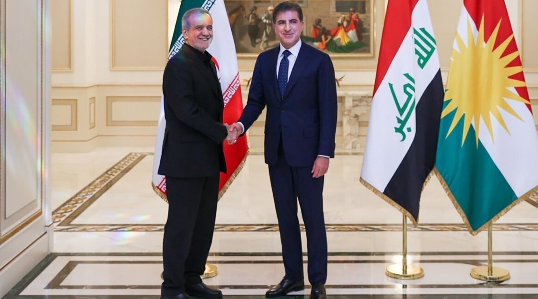 شوخی بامزه پزشکیان با فارسی حرف زدن بارزانی