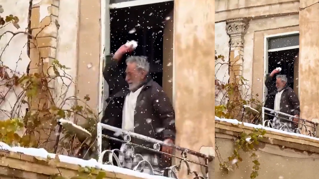 برف بازی بامزه پیرمرد اصفهانی سوژه شد