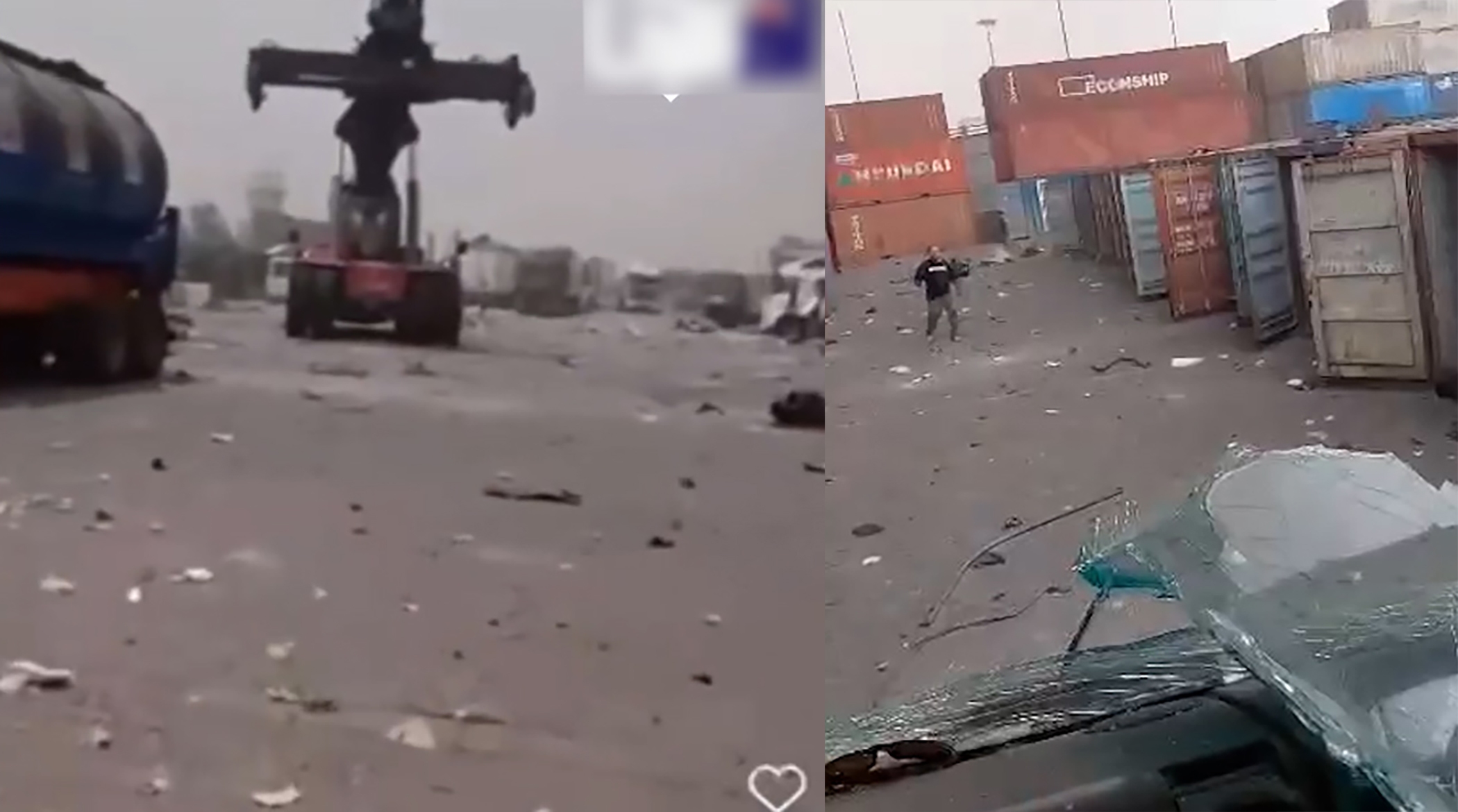 تصاویر یک راننده کامیون از عمق محل انفجار بندر شهید رجایی