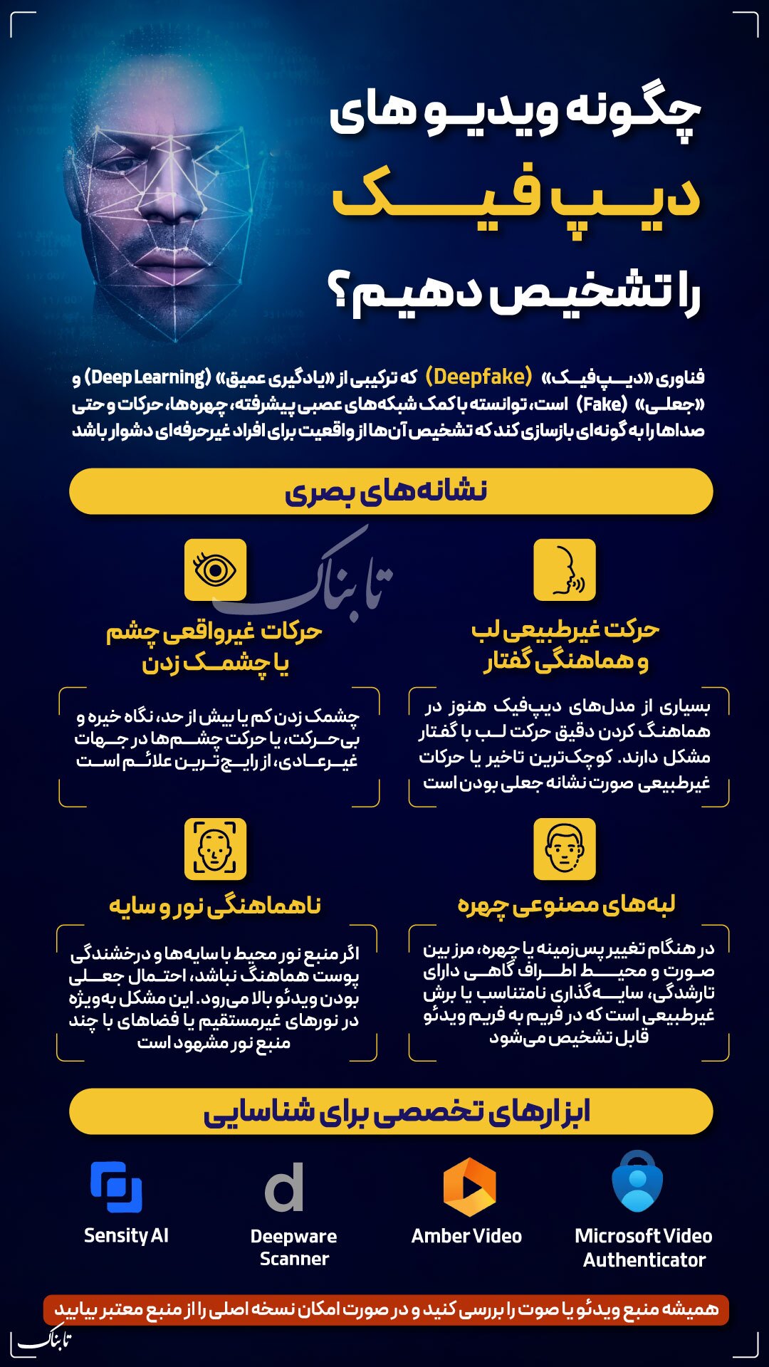 اینفوتابناک | چگونه ویدئوهای دیپ‌فیک را تشخیص دهیم؟