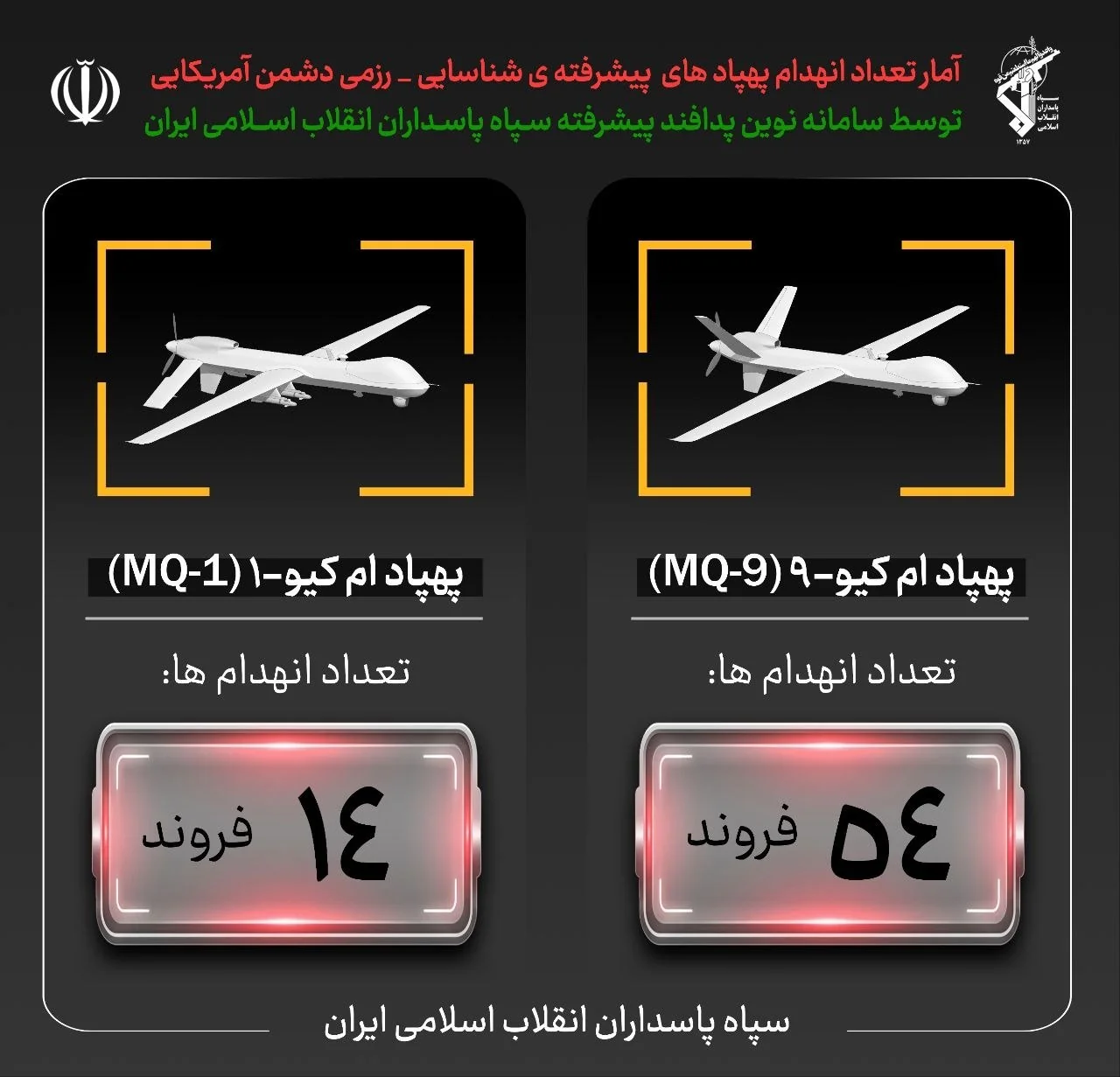 انهدام یک فروند پهپاد پیشرفته MQ۱